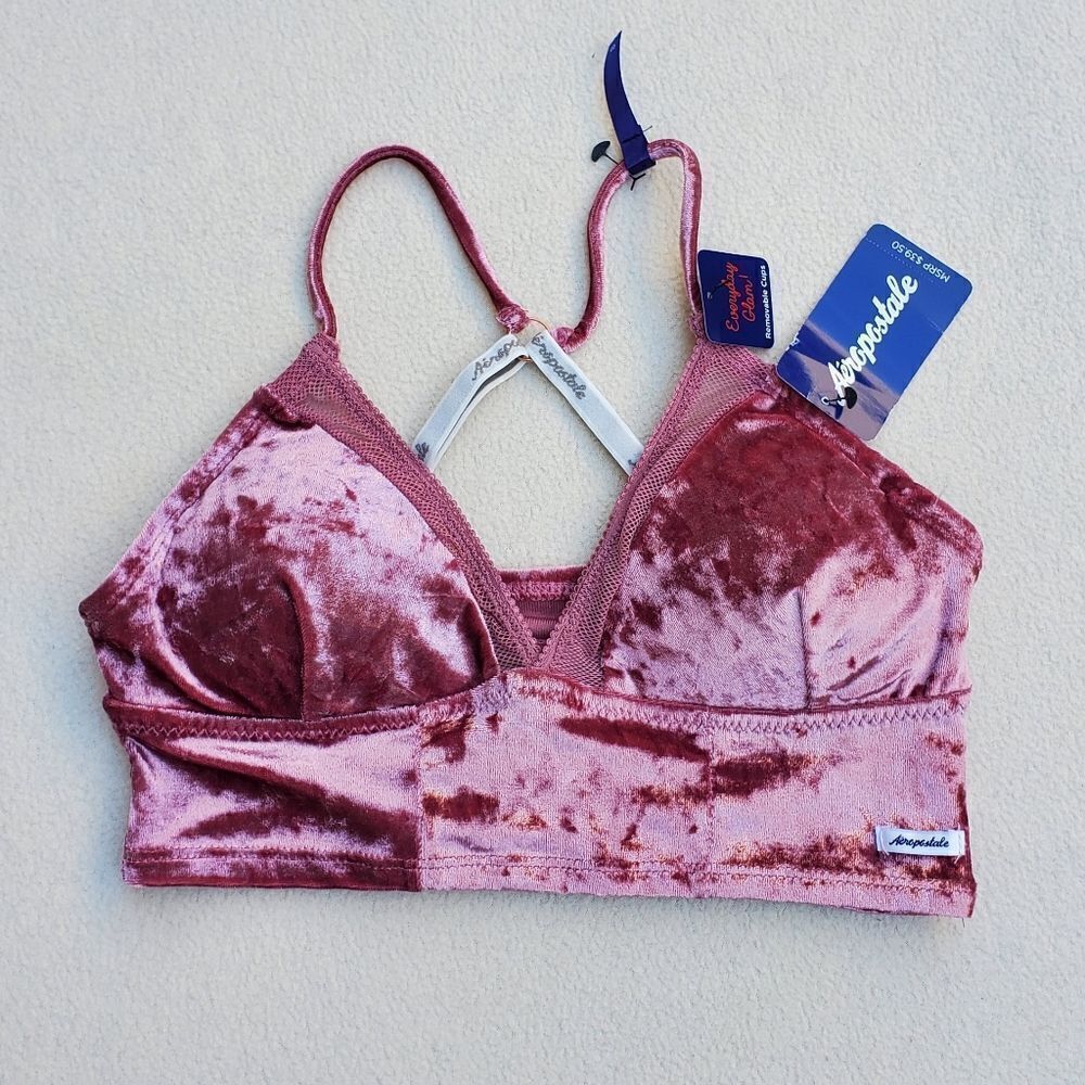 Aeropostale Pink Crushed Velvet Bralette